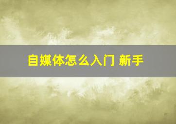 自媒体怎么入门 新手